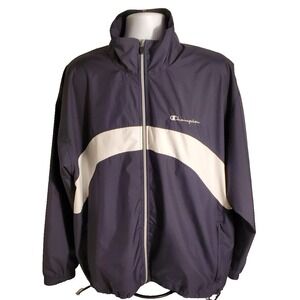 Champion Mens XL Windbreaker Jacket Full Zip Blue/‎ White